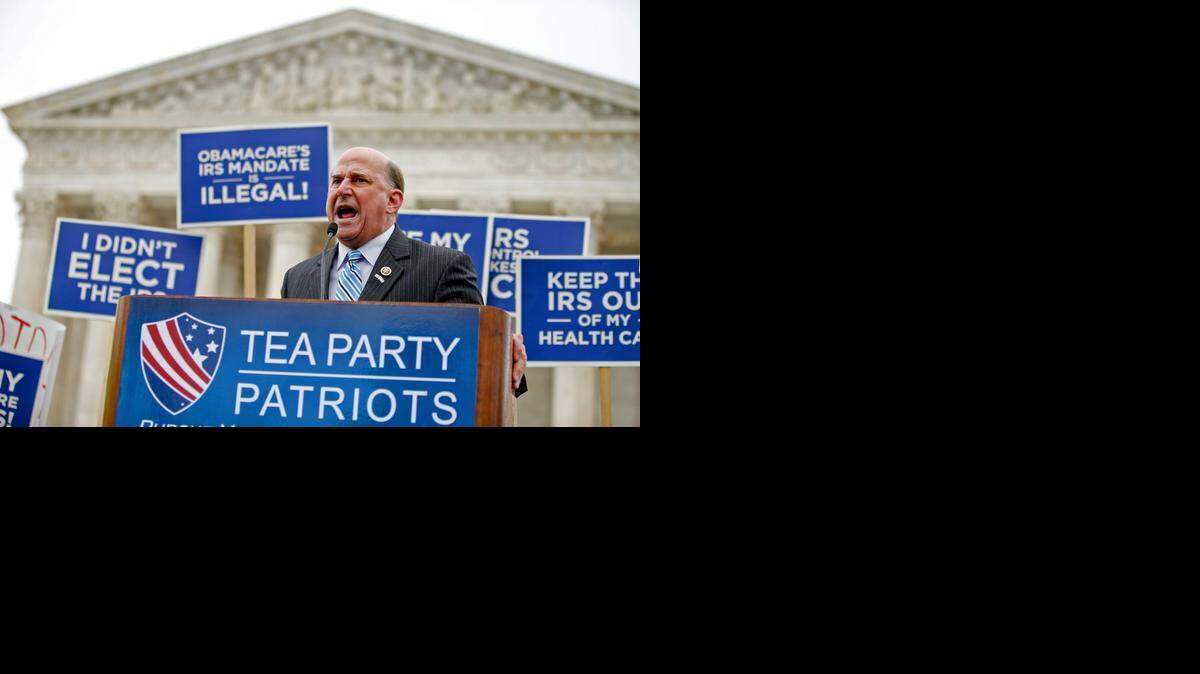 
Against: Rep. Louie Gohmert, R-Texas speaks at a rally outside the Supreme Court on Wednesday.
