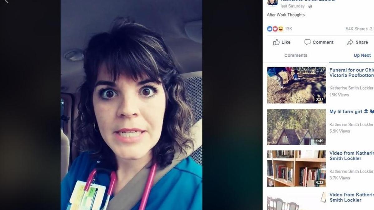 ER nurse Katherine Lockler opens her eyes wide in horror as she recounts tales of the flu in emergency rooms in Northwest Florida in a Facebook video.