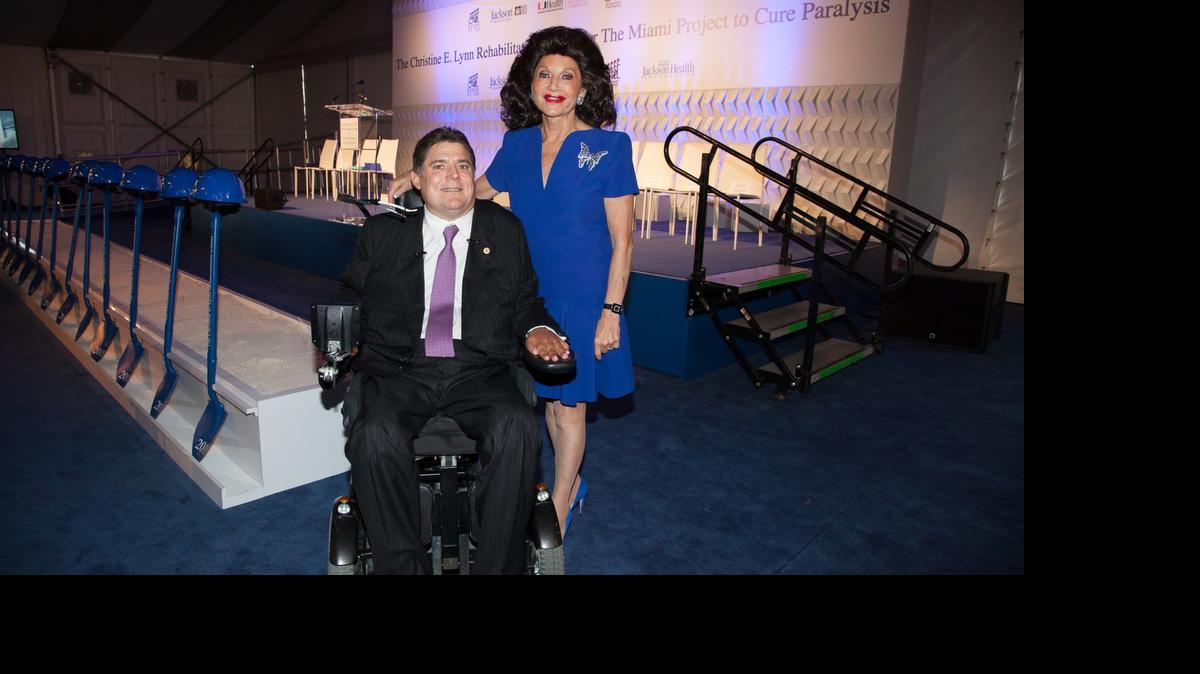 
Philanthropist Christine Lynn with Marc Buoniconti, president of The Miami Project to Cure Paralysis 
