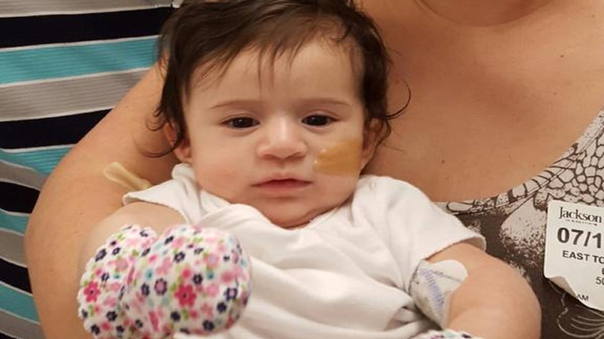 
The Mendez Family of Palm Beach Gardens will return home this week after six-month-old Eliana received a heart transplant at Jackson Memorial Hospital. Parents Abdiel, 31, and Alejandra, 28, are awaiting results of genetic tests to determine the cause of Eliana’s cardiomyopathy.
