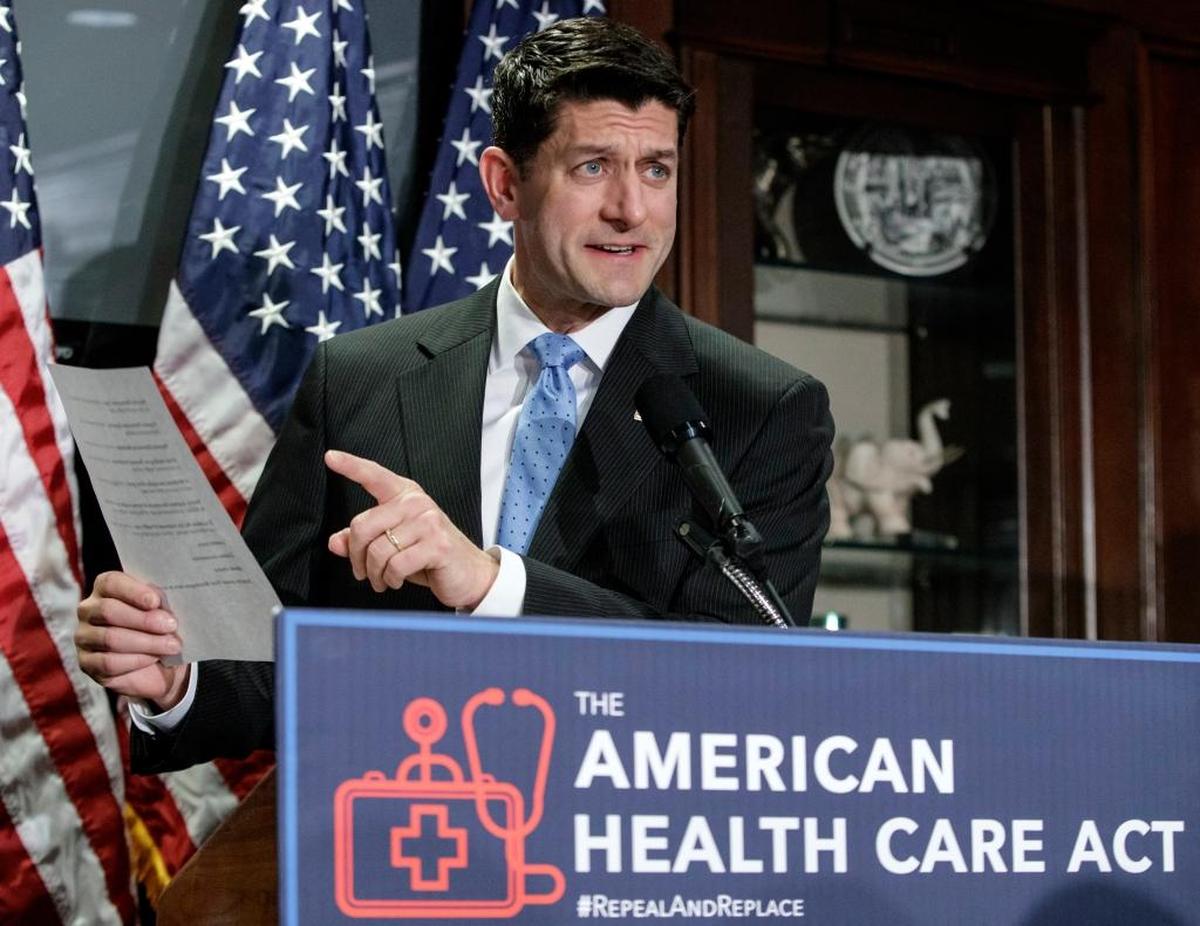 In this March 2017 photo, House Speaker Paul Ryan of Wisconsin speaks about the American Health Care Act — the Republican plan to repeal and replace the Affordable Care Act — during a news conference on Capitol Hill in Washington, DC. The House passed the AHCA in May and the bill is now in the Senate.