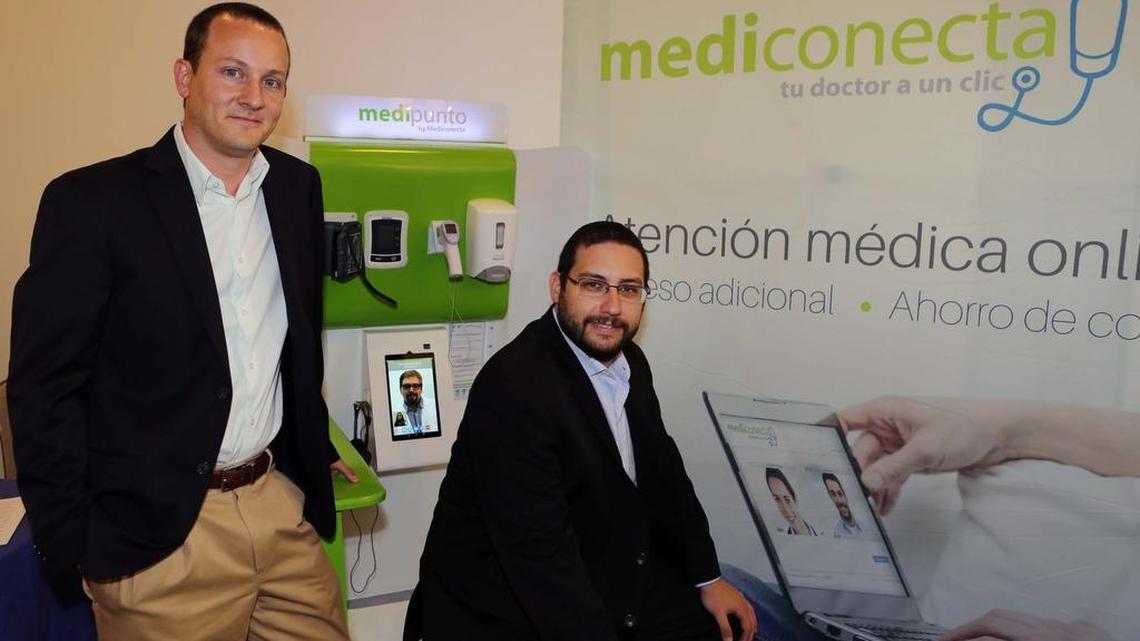 Daniel Silberman, left, founder and CEO, and Daniel Fridzon, CTO, of Mediconecta.com at the Colonade Hotel, Coral Gables.