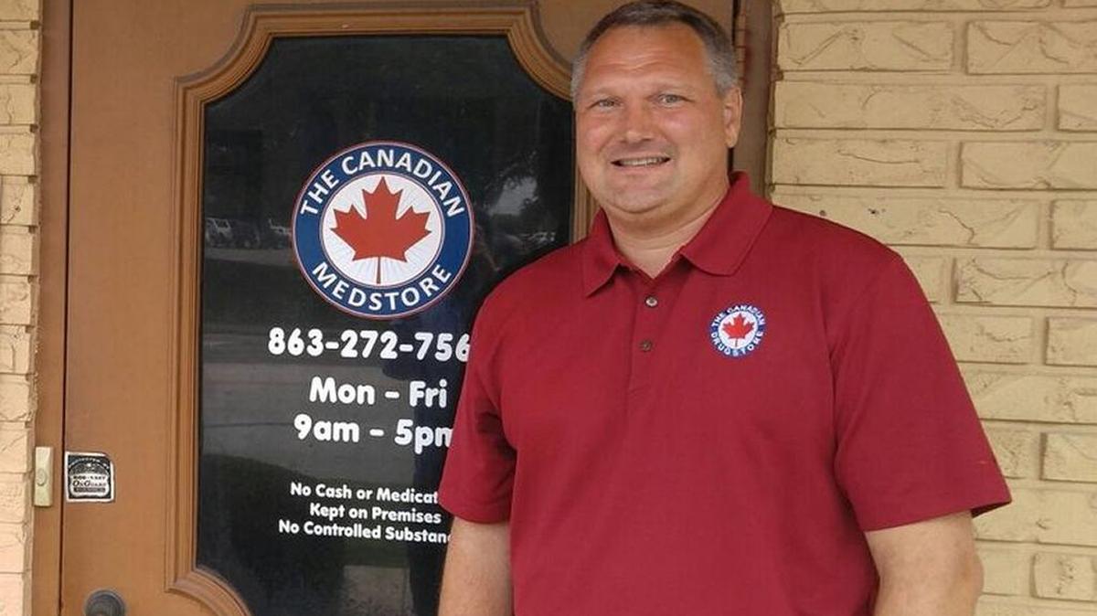 Bill Hepscher, co-owner of the Canadian MedStore, outside his Lakeland location. Six of the nine stores that federal agents searched last month are owned by Canadian MedStore.