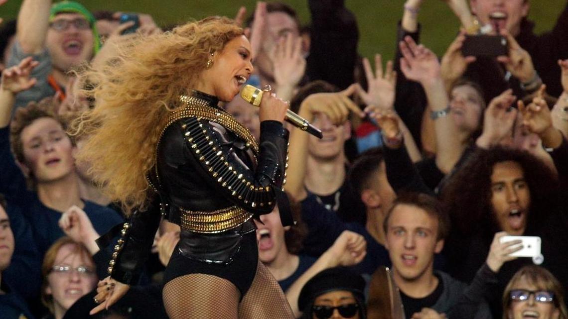 Beyoncé performs during halftime of the NFL Super Bowl 50 football game Sunday, Feb. 7, 2016, in Santa Clara, Calif.