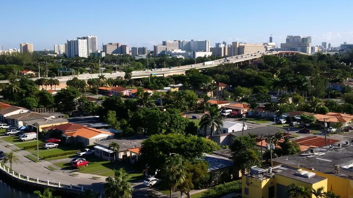 A warm (to most of the nation), cool and crisp (to South Florida) Miami on Sunday morning looking out to Little Havana.