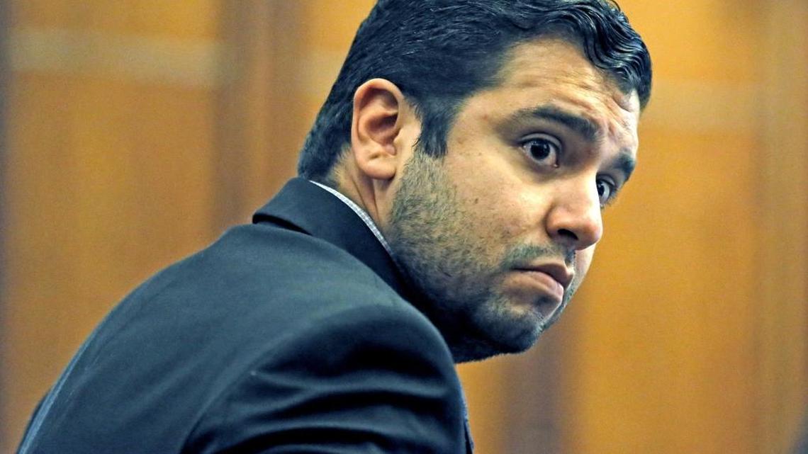 Miami lawyer Stephen Gutierrez, whose pants caught on fire during an arson trial, appears in court in front of judge Michael A. Hanzman at Miami-Dade Criminal Court on Wednesday, March 15, 2017.