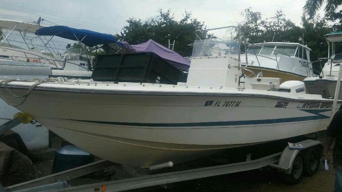 Venice Graham left Hallandale Beach Wednesday evening in this white, 25-foot Hydra-Sport boat and never made it. Coast Guard crews are searching for Graham.