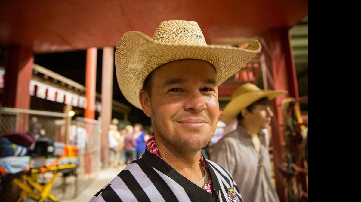 
John Copsey has been a professional bull fighter for 12 years and helps keep bull riders safe in the arena.
