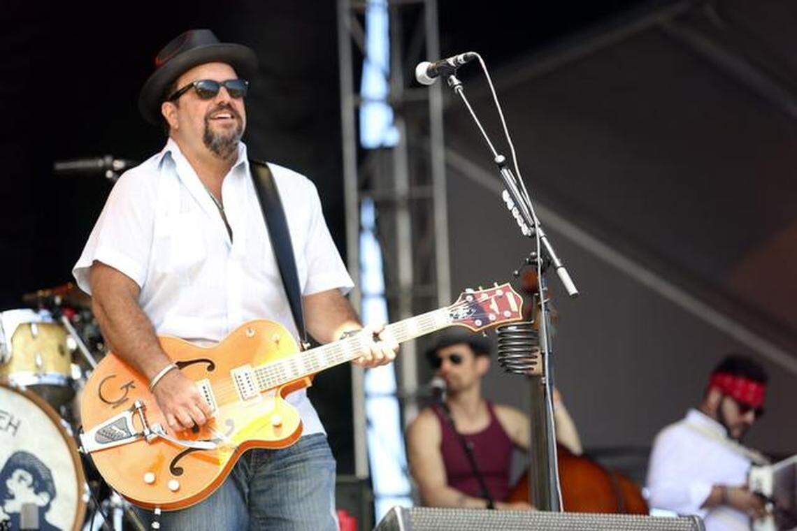 Raul Malo sings lead vocals with The Mavericks during the 2015 Rock the Ocean’s Tortuga Music Festival at Fort Lauderdale Beach Park on April 11, 2015. 