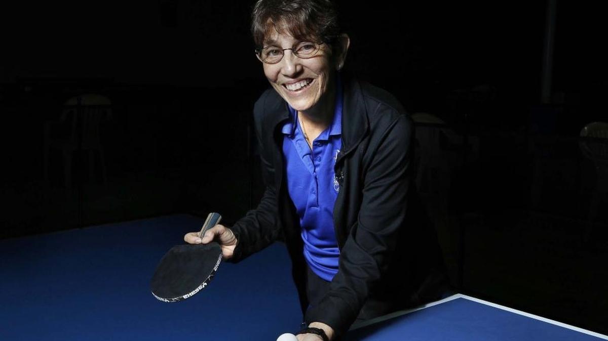 Ileana Alvarez-Builla poses for a portrait at the Broward Table Tennis Club in Hollywood.