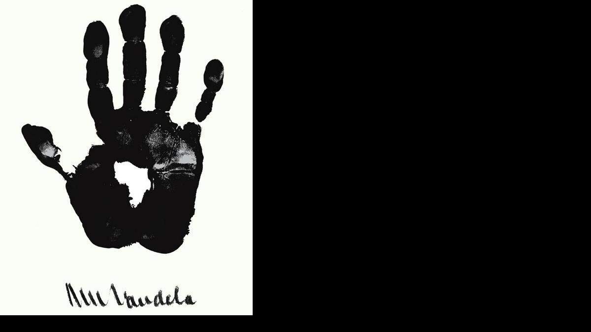 
This handprint, titled “The Right Hand of Africa,’’ is part of “Mandela’s Legacy,’’ a collection of artworks credited to the anti-Apartheid revolutionary and Nobel Peace Prize winner, Nelson Mandela, who died in 2013. A Florida artist has questioned the authenticity of the works, which are on exhibit in the Ansin Family Gallery at the Miramar Cultural Center through February. 
