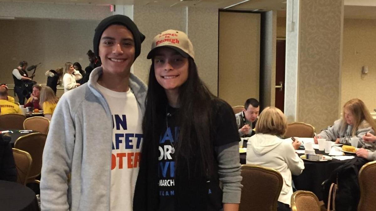 Ashley Baez, right, and Nicolas Fraser, 16, both sophomores at Marjory Stoneman Douglas High School, woke up early to make posters for the March For Our Lives in Washington, D.C., Saturday, March 24, 2018.