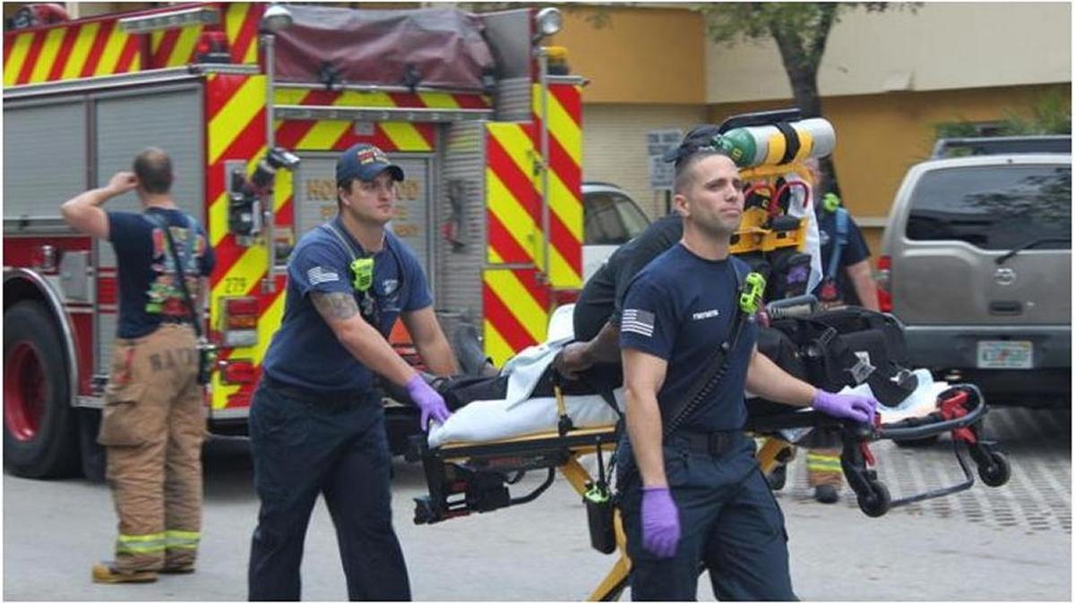 Hollywood Fire Rescue with one of 9 people taken to hospital for treatment of smoke inhalation.