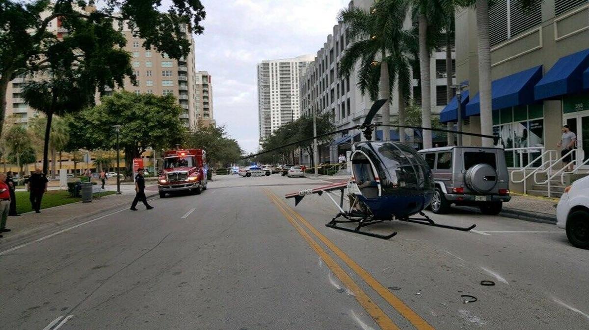 Fort Lauderdale Fire Rescue Department tweeted that this helicopter took a “hard landing” on a downtown Fort Lauderdale street on Wednesday, Jan. 24, 2018. No one was hurt — not its two passengers nor anyone on the ground. But the landing just after 5 p.m. affected traffic at 350 SE Second Ave.