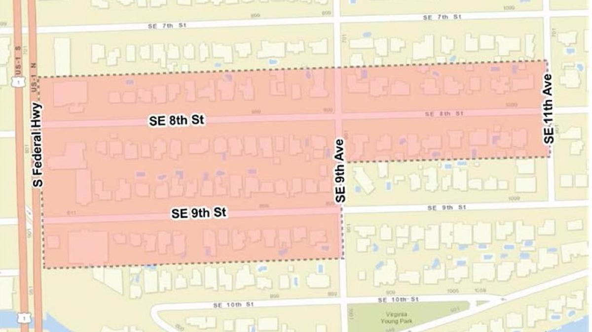 The shaded area shows the part of the Rio Vista neighborhood that was under a precautionary boil water notice until Monday.