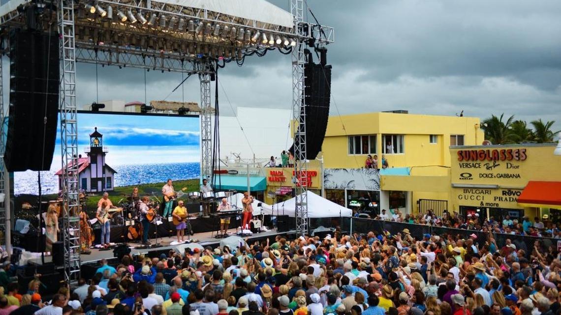 Jimmy Buffett performs at a concert during the official opening of the Margaritaville Beach Resort in Hollywood on Saturday.