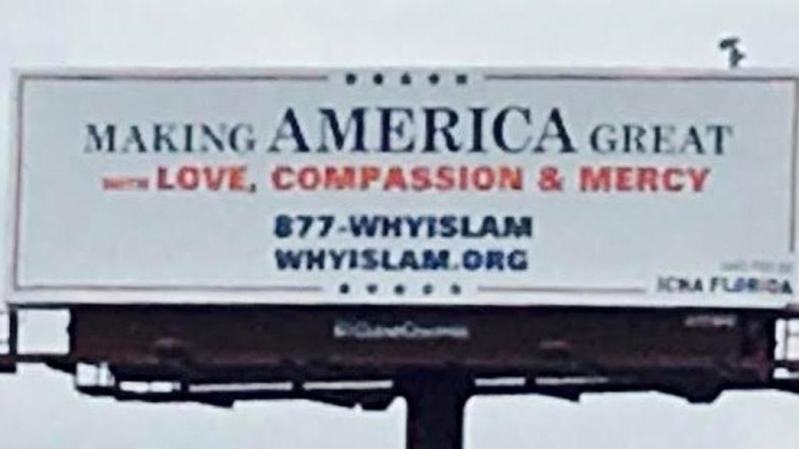 In honor of Ramadan, a Muslim holy month, a new billboard on Interstate 95 — which at first glance seems to be an endorsement of President Donald Trump — is calling attention to how South Florida Muslims are “Making America Great” through volunteer work.