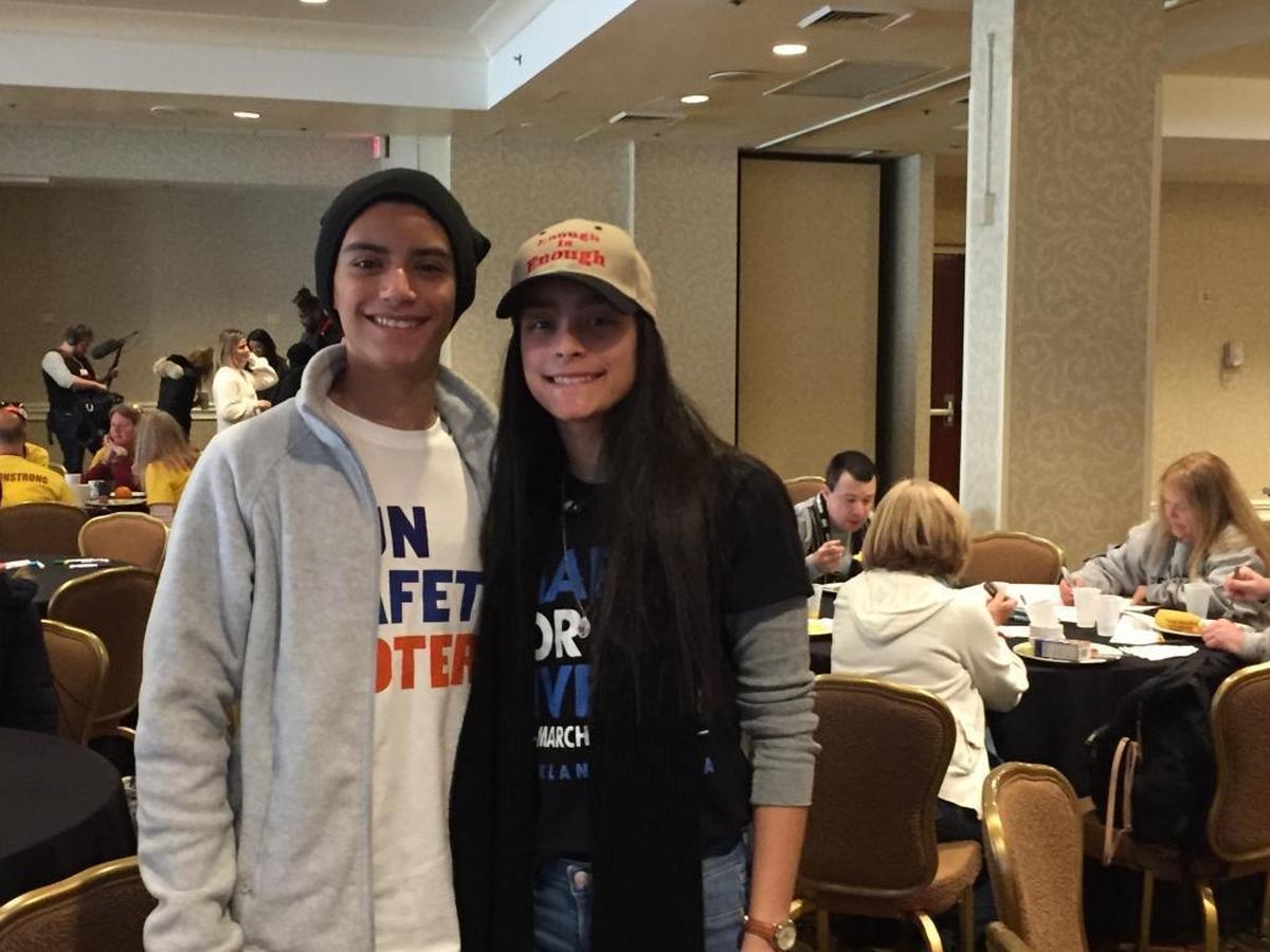 Ashley Baez, right, and Nicolas Fraser, 16, both sophomores at Marjory Stoneman Douglas High School, woke up early to make posters for the March for Our Lives in Washington, D.C., Saturday, March 24, 2018.