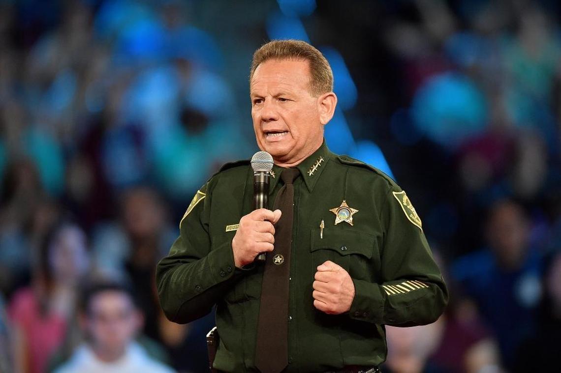 Broward County Sheriff Scott Israel takes the microphone at a CNN town hall meeting on the Marjory Stoneman Douglas massacre, where he received cheers for ‘calling B.S.’ on the NRA. In the days and weeks that followed, the performance of his deputies at Parkland came under increased scrutiny.