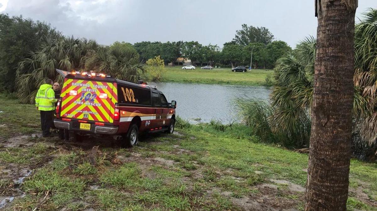 Two men were killed on Thanksgiving Day in Deerfield Beach when their car crashed off Interstate 95 into a pond.