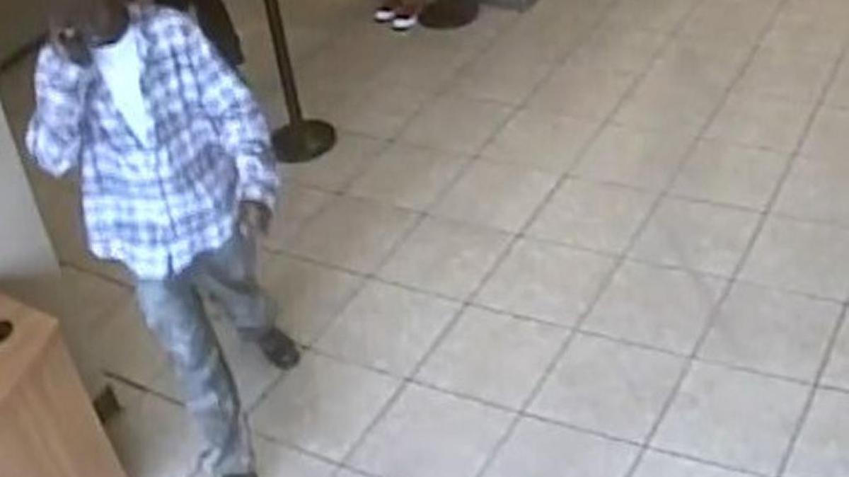 Monday’s Chase Bank robbery suspect just inside the bank branch at 4820 W. Oakland Park Blvd. in Lauderdale Lakes.