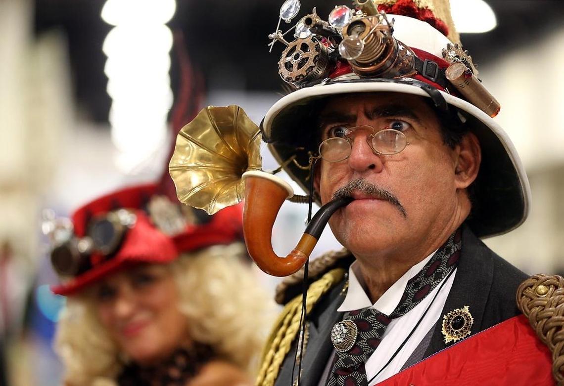 Dr. Michael Freimark, dressed as Time Traveler "Commander Percival Kensington Smythe", attends Florida Supercon’s opening at the Broward County Convention Center on Thursday, July 27, 2017.