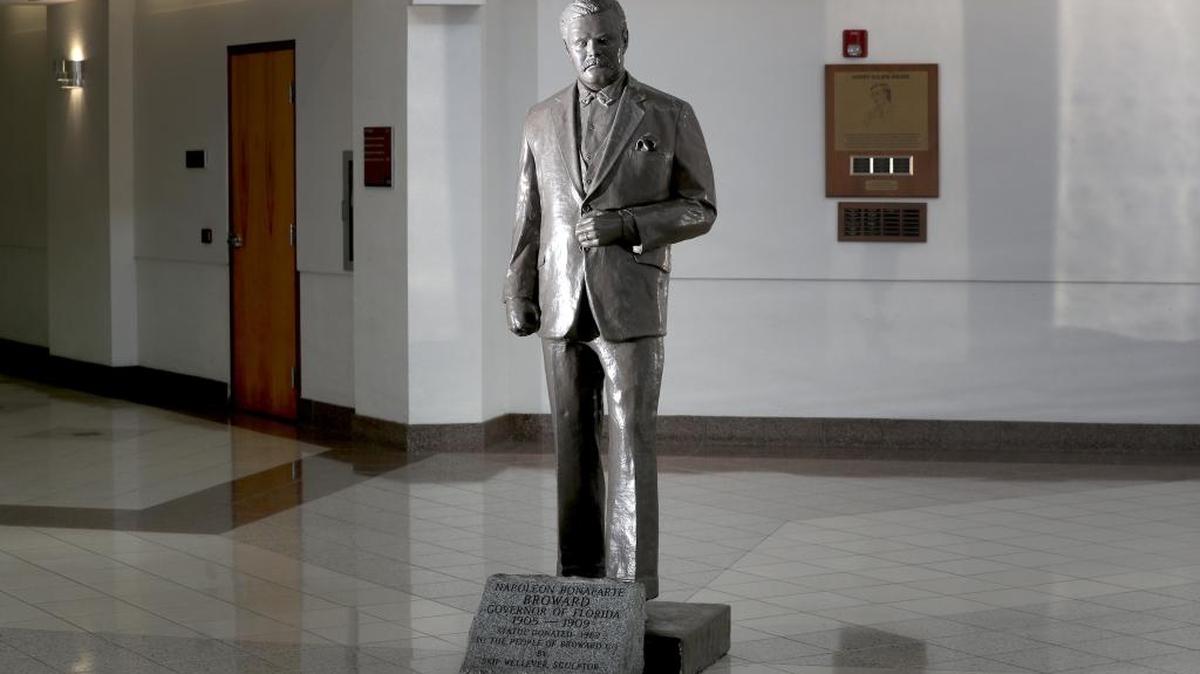 The statue of Napoleon Bonaparte Broward is on the third floor of the Broward courthouse on September 29, 2017. He was the governor of Florida from 1905 through 1909.