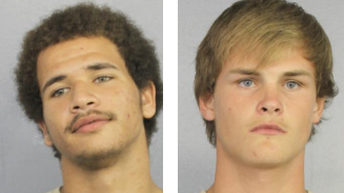 Johnathan Berroa, left, and Zachary Novak were arrested on charges that they vandalized Hollywood Police department cars on July 23.