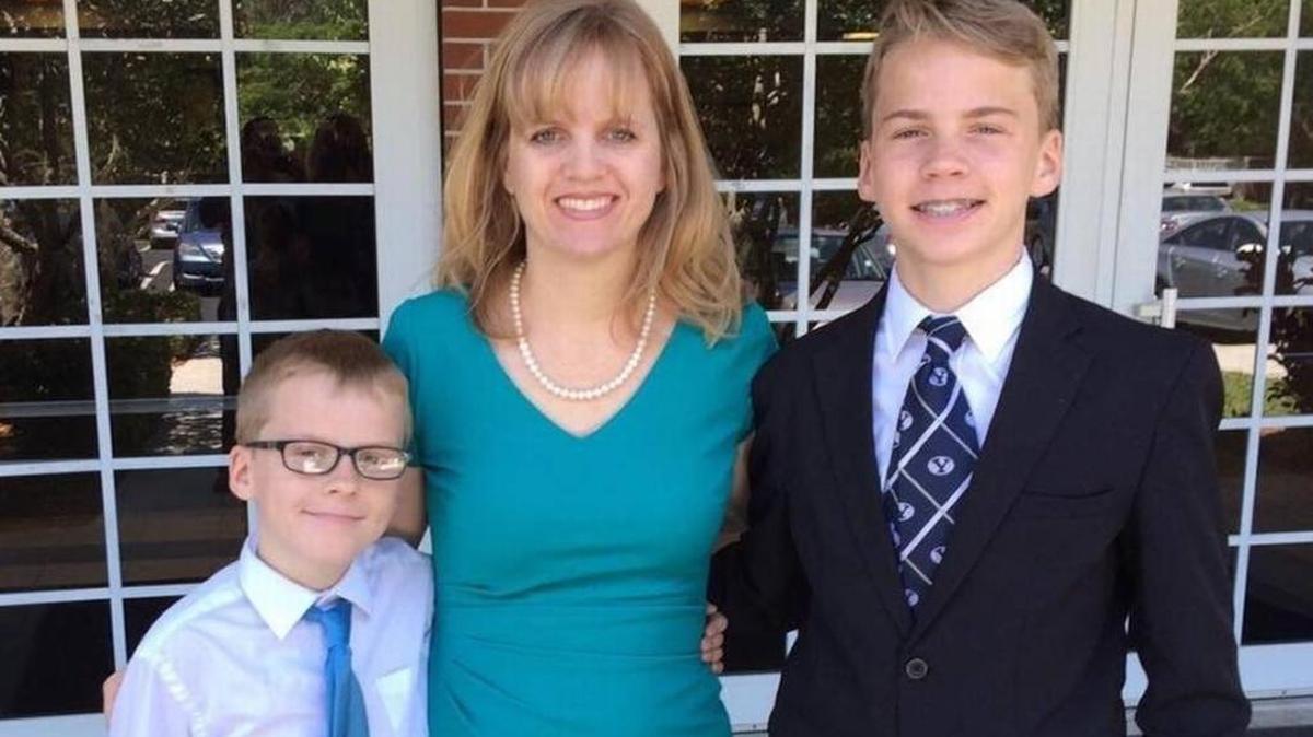 Annika Dean, a Broward teacher who survived the Fort Lauderdale airport shooting, with her two sons, Brandon and Austin Foote. Austin is a freshman at Marjory Stoneman Douglas High and survived the Parkland school shooting.