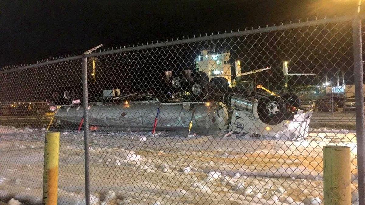 A truck rollover at Port Everglades in Fort Lauderdale late Thursday night caused 8,000 gallons of fuel to spill.