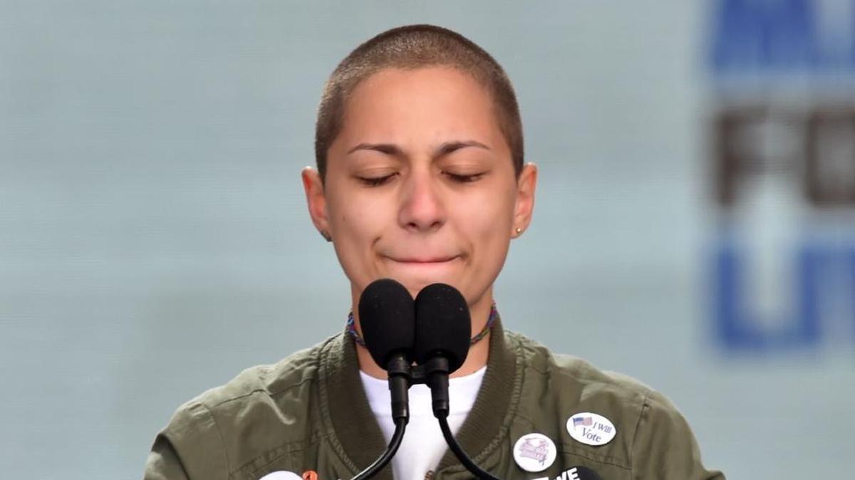 Marjory Stoneman Douglas High School student Emma Gonzalez pauses during the March for Our Lives Rally in Washington, D.C., on March 24, 2018.