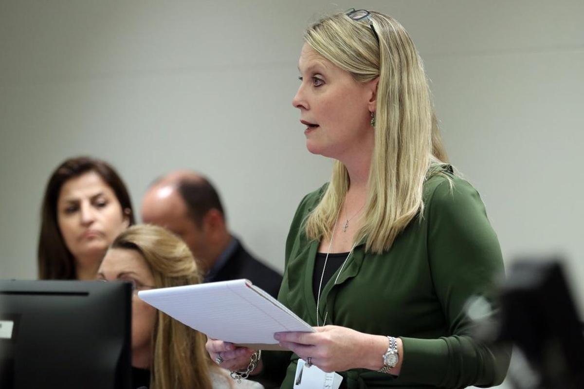 Prosecutor Sarahnell Murphy argues for a very high bond — and special conditions if he is released — during the first appearance of Zachary Cruz on charges of trespassing on the grounds of Marjory Stoneman Douglas High School.
