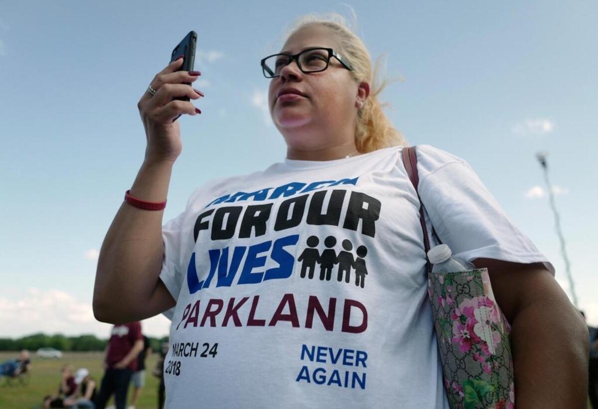 Iris Diaz during a send-off rally on Tuesday, March 20, 2018, hosted by Parkland students for the people who are going to the March For Our Lives in Washington.