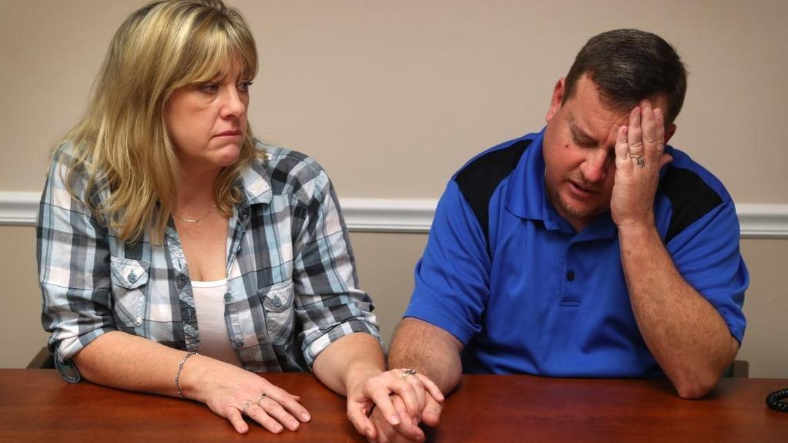 Kimberly and James Snead, the couple that let Parkland, Fla., school shooter Nikolas Cruz live in their home, become emotional on Saturday, Feb. 17, 2018, as they recount the day of the mass shooting at Marjory Stoneman Douglas High School.