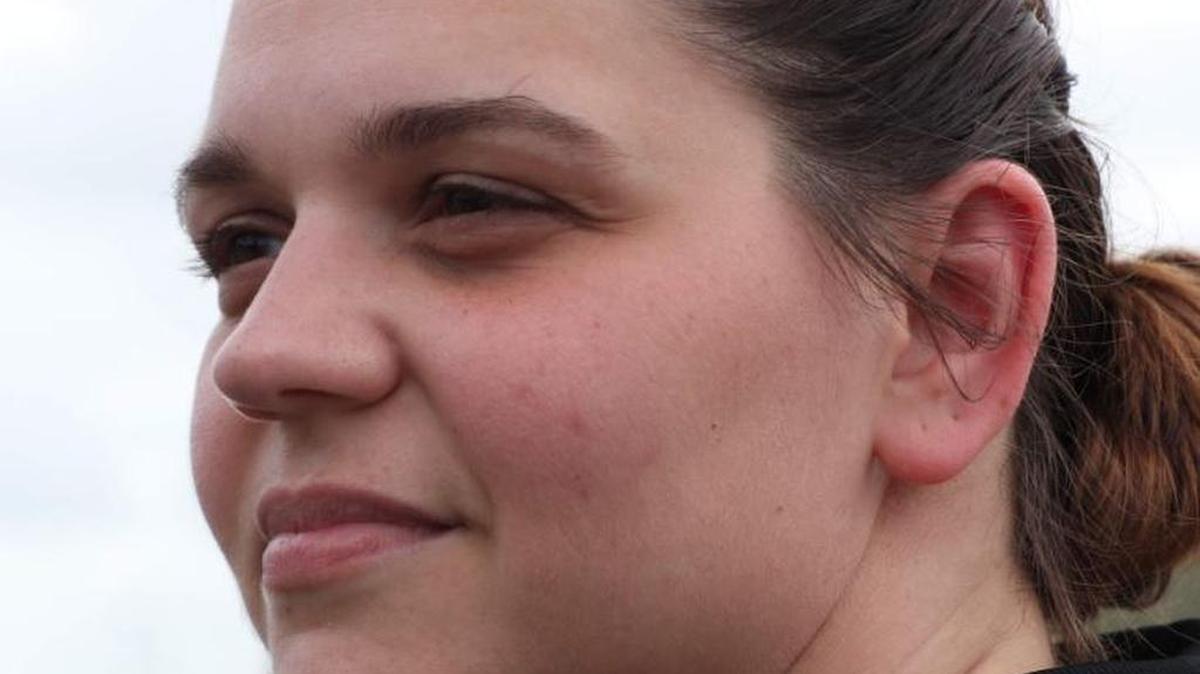 Melissa Falkowski outside Marjory Stoneman Douglas High School on Thursday.