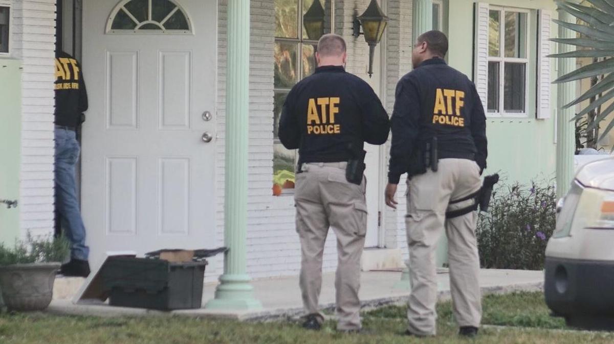 ATF agents at a home in Pompano Beach on Wednesday morning.