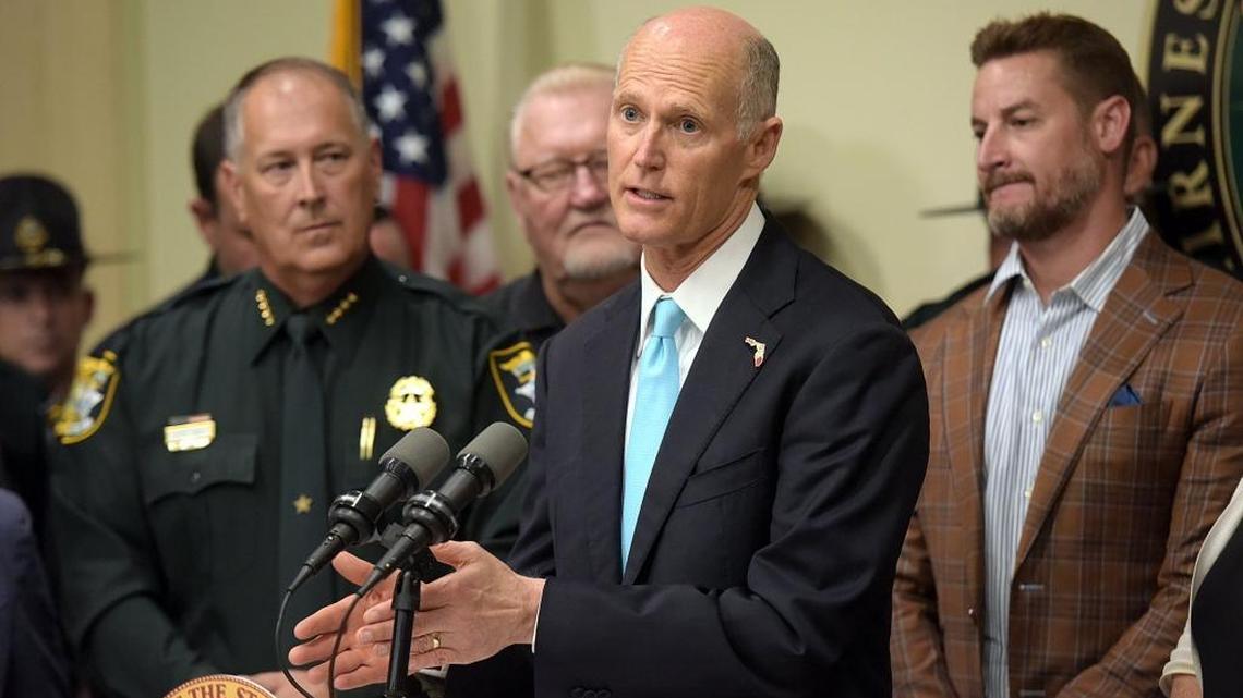 Gov. Rick Scott hasn’t declared he’s running for the Senate this fall, but a gun control super PAC is already hammering him over his record on guns.