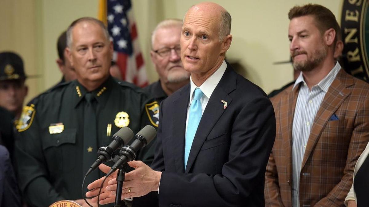 Gov. Rick Scott hasn’t declared he’s running for the Senate this fall, but a gun control super PAC is already hammering him over his record on guns.