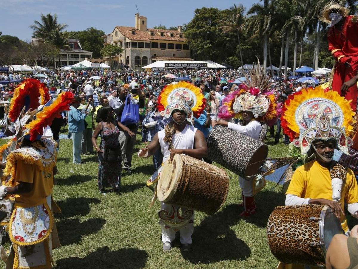 The Bahamas Junkanoo Revue Miami performs at last year’s Deering Seafood Festival.