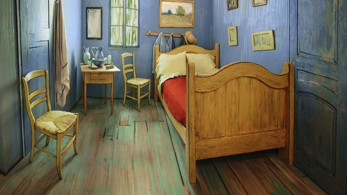 The Art Institute of Chicago shows a Chicago apartment decorated to look like Vincent van Gogh's painting of his bedroom in the south of France. The room in Chicago's River North neighborhood is listed on Airbnb as if the artist himself were renting it for $10 a night.