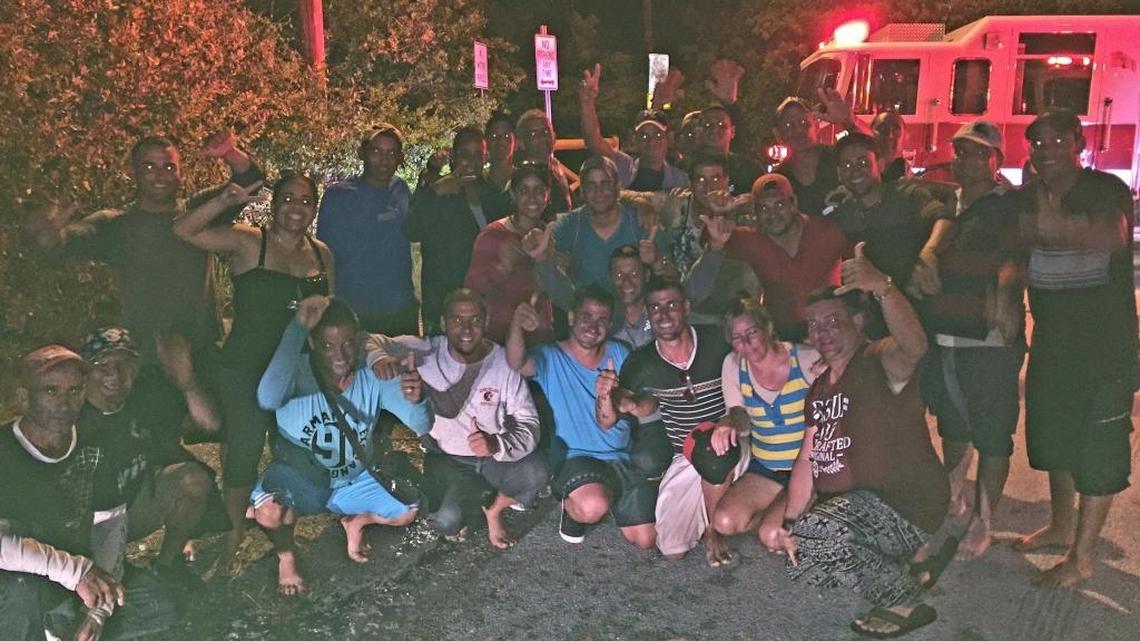Some of the 39 Cuban migrants who arrived on two vessels from Santa Clara, Cuba to Summerland Key on Monday night. A total of 107 Cubans have arrived by sea since July 12.