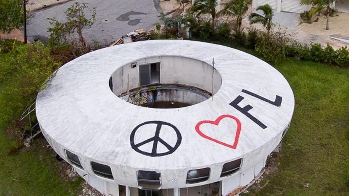 This aerial photo of the ‘UFO house’ at 159 San Remo Drive in Venetian Shores on Plantation Key was taken days before it was demolished in October 2017.