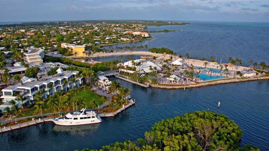 An aerial view shows Ocean Reef Club, a wealthy, gated community in north Key Largo. On Thursday, June 27, 2024, a group of Haitian migrants arrived by boat at the community, federal agents and local police say. 