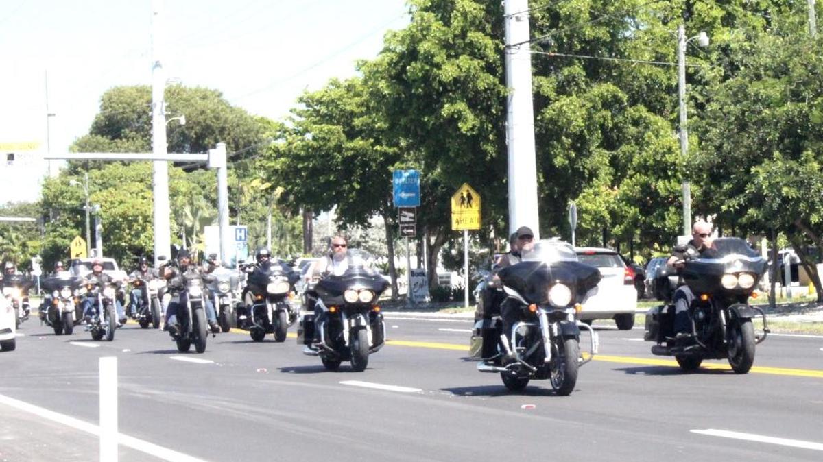 Motorcyclists make their way down U.S. 1 during the weekend’s Poker Run.