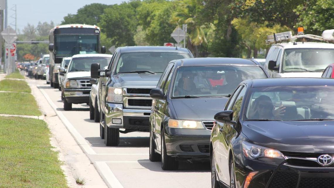 Heavy traffic on U.S. 1 in the Upper Keys comes to a halt in August 2016. Local officials are studying whether a toll on the Keys’ main artery is legally possible.