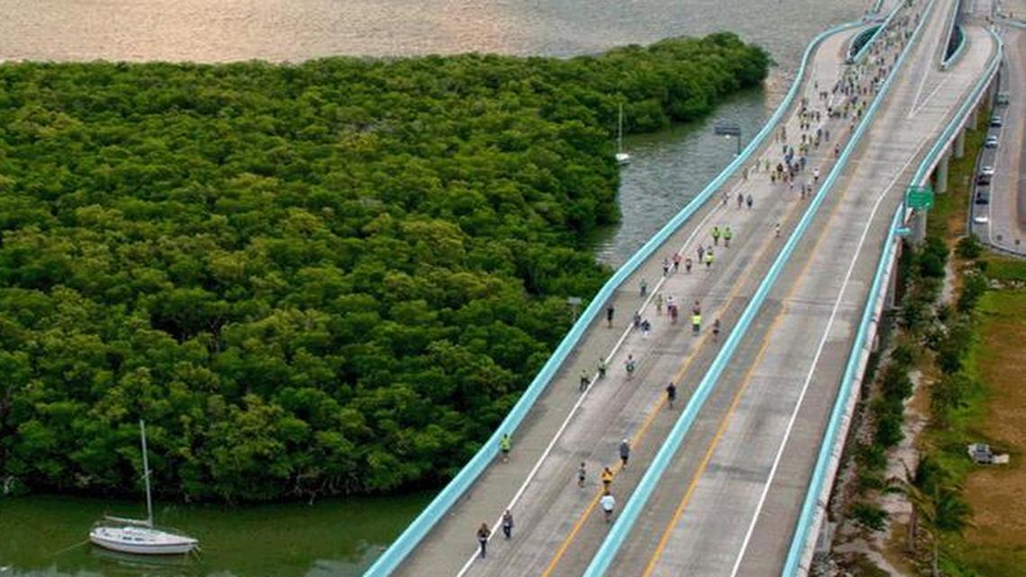 
Runners can be seen along U.S. 1 for the Key Largo Bridge Run.
