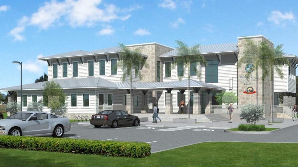 Marathon’s new branch library won’t get solar panels in the parking lot, county commissioners vote. This is an artists rendering of the new building.