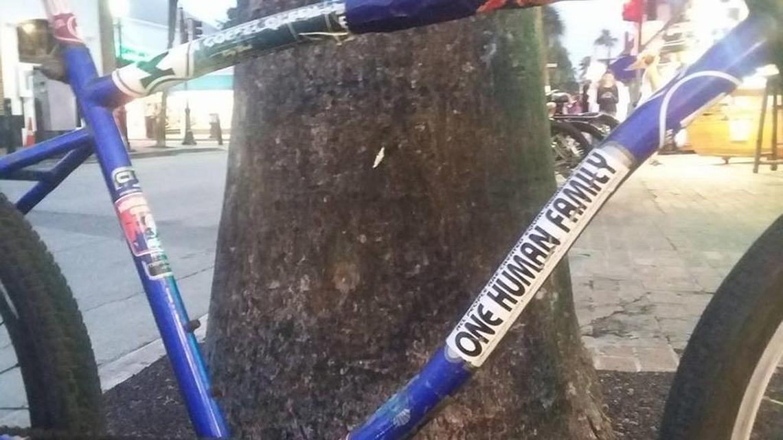 One Human Family bumper stickers, free since created by J.T. Thompson in 2000, appear on bikes, cars, coolers, laptops and other personal items throughout Key West. It’s the city’s official motto.
