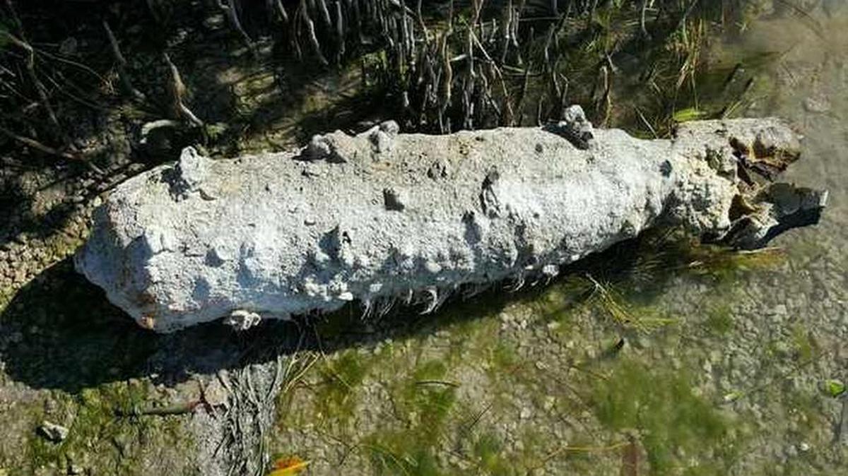 A possible old piece of military ordnance was found in the shallow waters off a Marathon campground on Tuesday, Feb. 2.