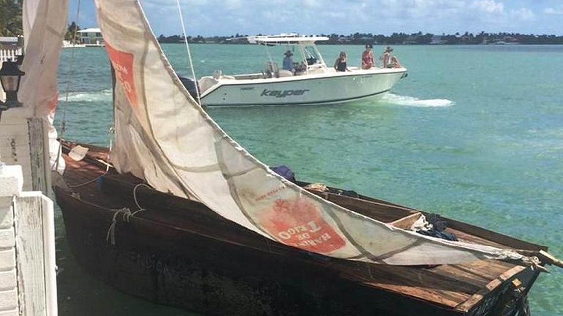 A Cuban migrant vessel reaches Key Colony Beach with 13 people aboard Monday.